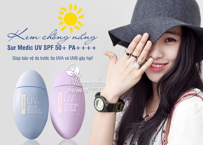 Kem chống nắng Sur Medic UV SPF 50+ PA++++ đủ 2 màu 1