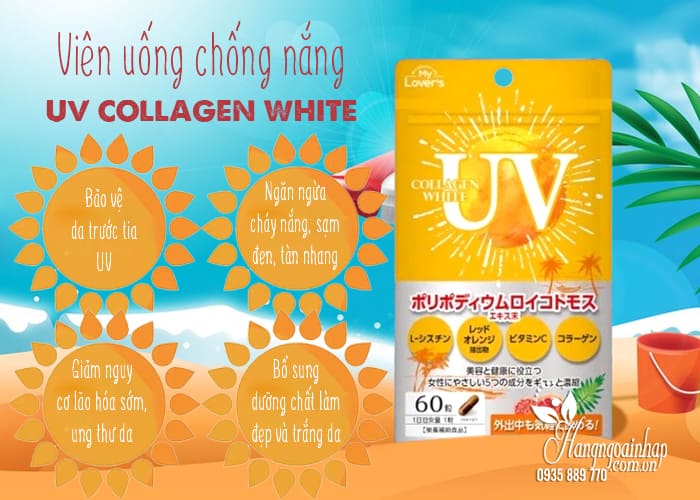 Viên uống chống nắng UV Collagen White 60 viên Nhật Bản 7