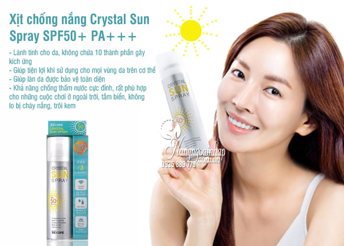  Xịt chống nắng Crystal Sun Spray 150ml SPF50+ PA+++ Hàn Quốc  4