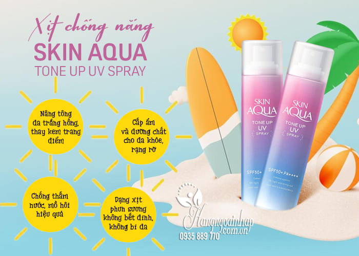 Xịt chống nắng Skin Aqua Tone Up UV Spray 70g Nhật Bản 5