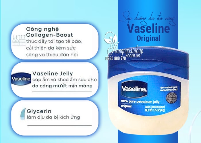 Sáp dưỡng ẩm Vaseline Original 49g của Mỹ - Dưỡng da đa năng 6