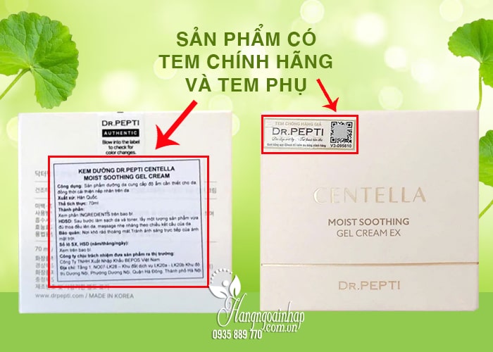 Kem dưỡng ẩm Dr.Pepti Centella Moist Soothing Gel Cream EX 35