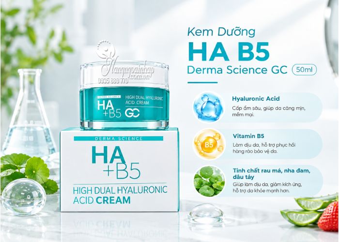 Kem dưỡng ẩm HA B5 Derma Science GC 50ml công dụng