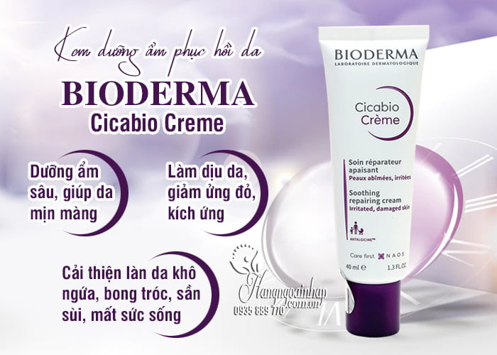 Kem dưỡng ẩm phục hồi da Bioderma Cicabio Creme Pháp 9