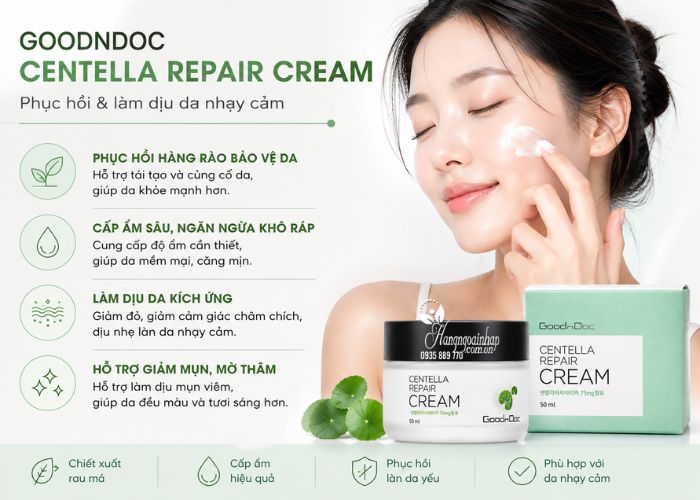 Kem dưỡng phục hồi GoodnDoc Centella Repair Cream công dụng
