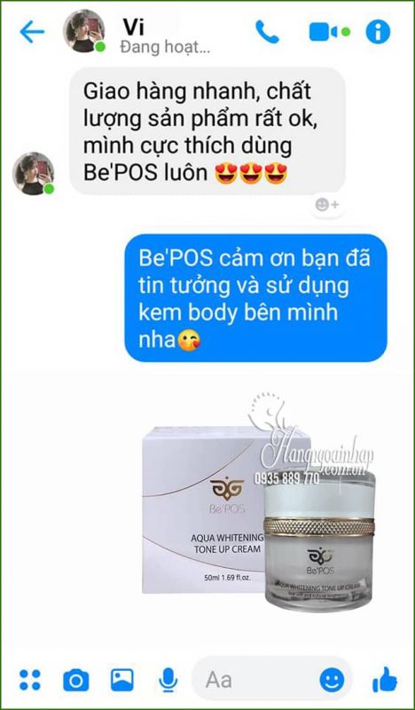 Kem dưỡng trắng Be’Pos Aqua Whitening Tone Up Cream 1