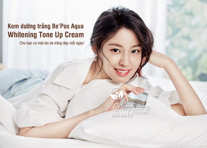 Kem dưỡng trắng Be’Pos Aqua Whitening Tone Up Cream 9