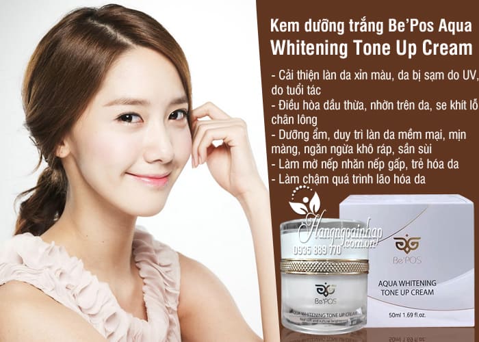 Kem dưỡng trắng Be’Pos Aqua Whitening Tone Up Cream 7