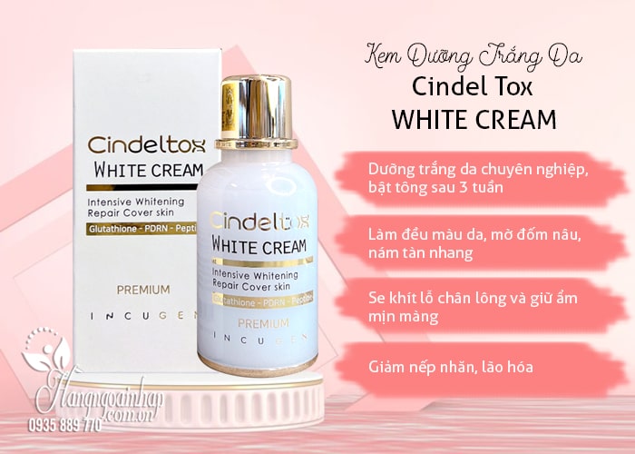 Kem dưỡng trắng Cindel Tox White Cream Incuheal 50ml Hàn 56