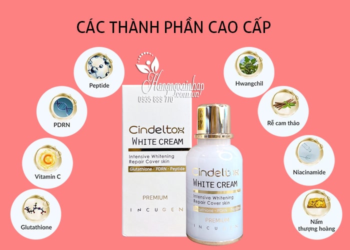 Kem dưỡng trắng Cindel Tox White Cream Incuheal 50ml Hàn 5