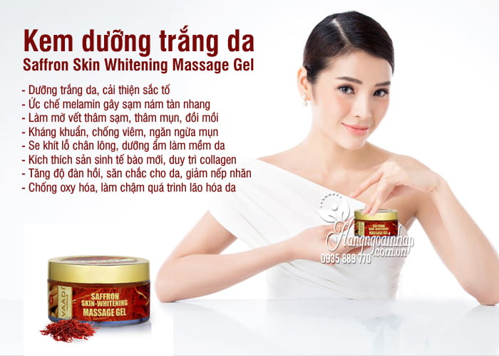 Kem dưỡng trắng da Saffron Skin Whitening Massage Gel 50mg 2