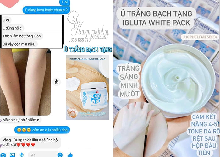 Kem ủ trắng da Igluta White Pack 500g của Nhật Bản 6