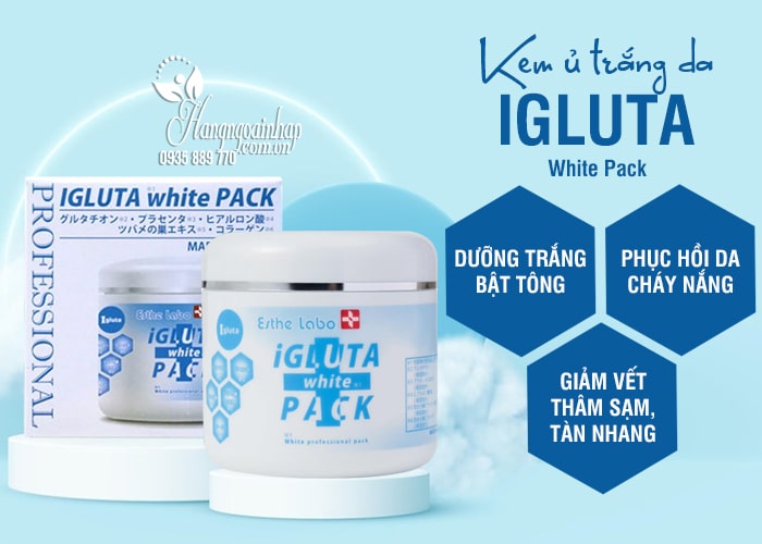 Kem ủ trắng da Igluta White Pack 500g của Nhật Bản 1