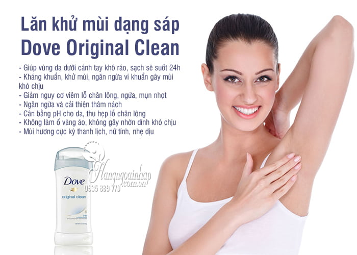 Lăn khử mùi Dove Original Clean 74g dạng sáp của Mỹ 4