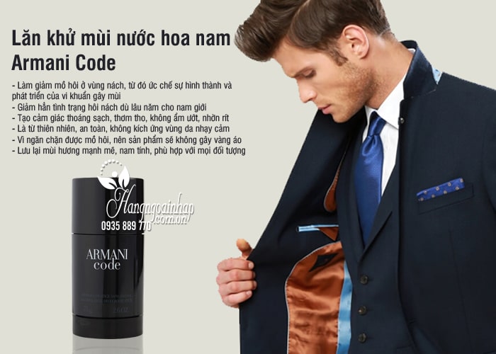 Lăn khử mùi nước hoa nam Armani Code 75g của Pháp 4