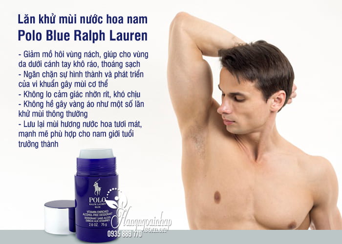 Lăn khử mùi nước hoa nam Polo Blue Ralph Lauren 75g của Mỹ 2