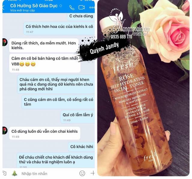 Nước hoa hồng cân bằng da Fresh Rose Deep Hydration của Mỹ  8