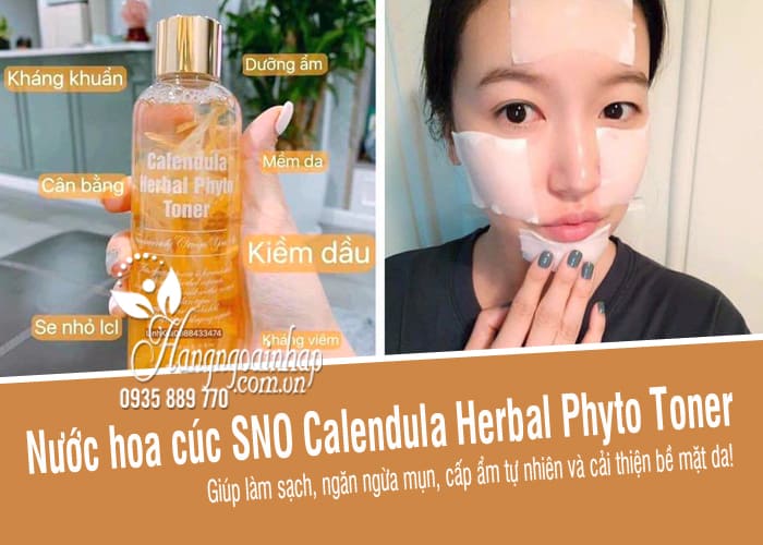 Nước hoa cúc SNO Calendula Herbal Phyto Toner cánh hoa tươi 8