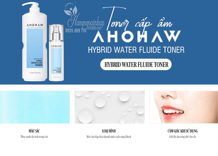 Toner cấp ẩm Ahohaw Hybrid Water Fluide Toner Hàn Quốc 9