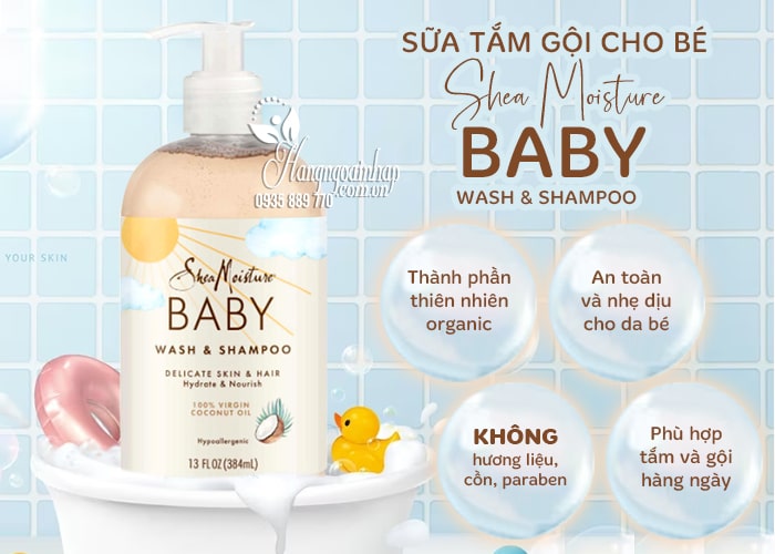 Sữa tắm gội cho bé Shea Moisture Baby Wash & Shampoo 384ml 5