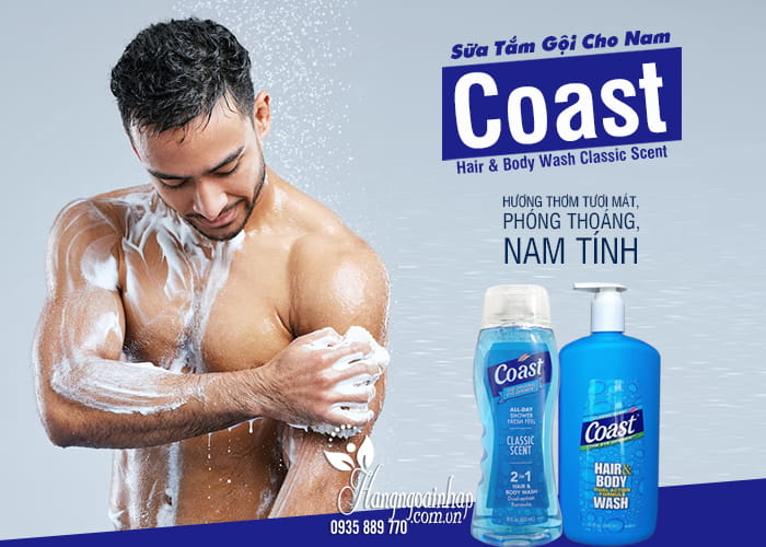 Sữa tắm gội cho Nam Coast Hair & Body Wash Classic Scent của Mỹ 1