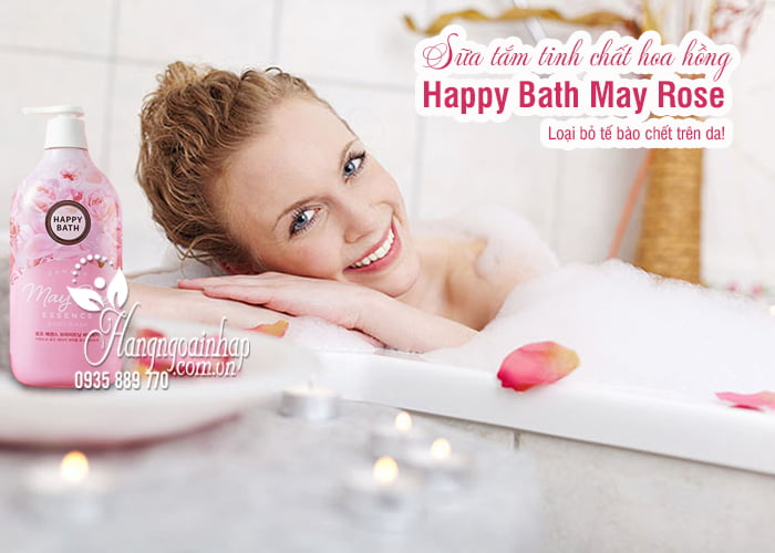 Sữa tắm tinh chất hoa hồng Happy Bath May Rose chai 900g 1