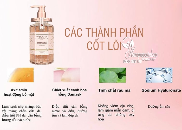 Sữa tắm Weilaiya hoa hồng Damask 450ml chính hãng 00