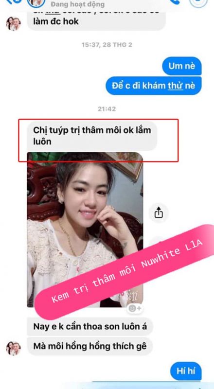 Kem làm hồng môi Nuwhite review: