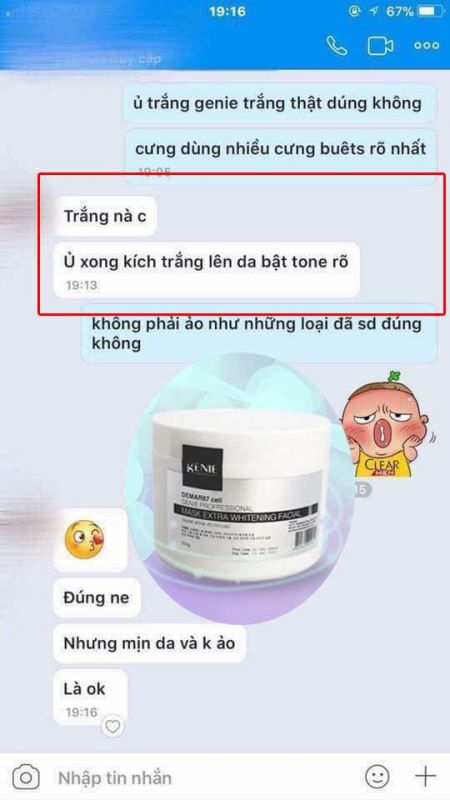 Review ủ trắng face genie của một số chị em đã dùng trên facebook