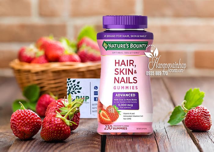 Kẹo dẻo Hair, Skin and Nails Gummies 230 viên của Mỹ