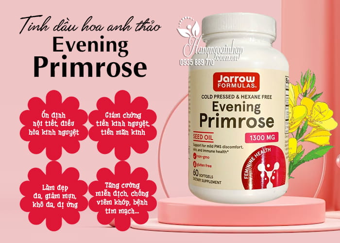 Tinh dầu hoa anh thảo Jarrow Formulas Evening Primrose Mỹ  6