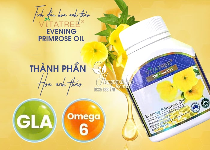 Tinh dầu hoa anh thảo Vitatree Evening Primrose Oil 120 viên Úc 324