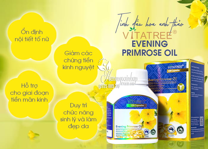 Tinh dầu hoa anh thảo Vitatree Evening Primrose Oil 120 viên Úc 79