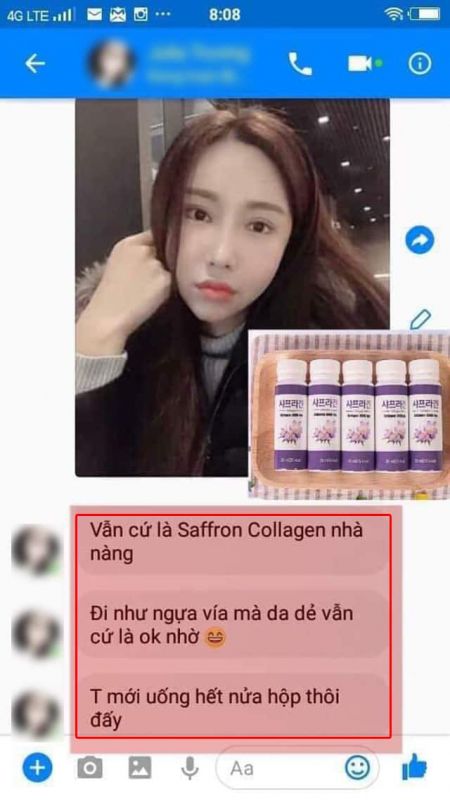 Review nước uống nhụy hoa nghệ tây Saffron Collagen từ một số người dùng trên facebook