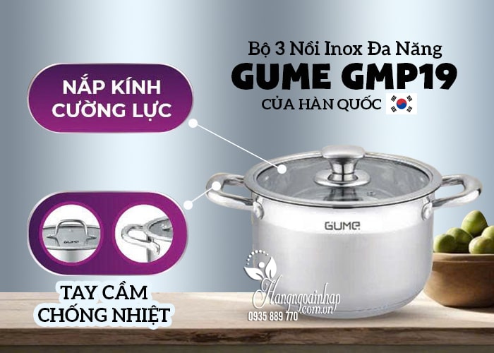 Bộ 3 nồi inox đa năng Gume GMP19 của Hàn Quốc 34