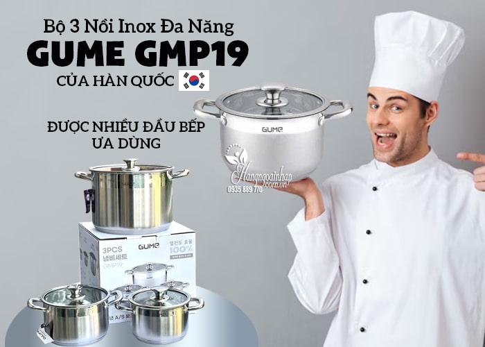Bộ 3 nồi inox đa năng Gume GMP19 của Hàn Quốc 12