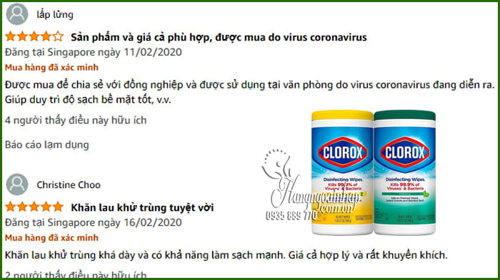 Khăn giấy ướt diệt khuẩn, khử trùng Clorox Disinfecting Wipe Mỹ 9