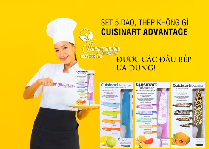 Set 5 dao Cuisinart Advantage thép không gỉ của Mỹ 8