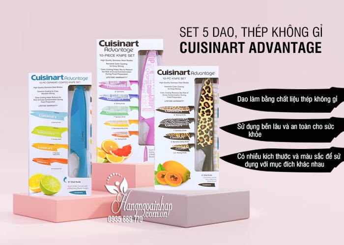 Set 5 dao Cuisinart Advantage thép không gỉ của Mỹ 1