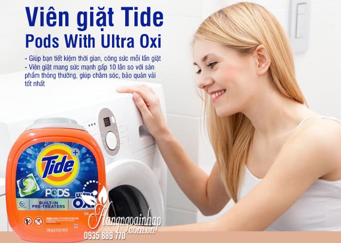 Viên giặt Tide Pods With Ultra Oxi 104 viên của Mỹ 2