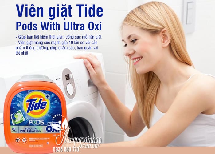 Viên giặt Tide Pods With Ultra Oxi 104 viên của Mỹ 2