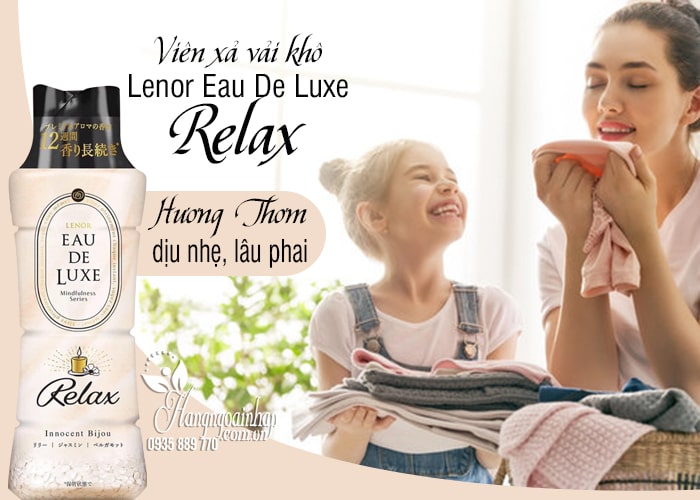 Viên xả vải khô Lenor Eau De Luxe Relax của Nhật Bản 520g 12