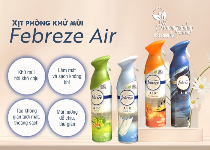 Xịt phòng khử mùi Febreze Air 250g của Mỹ 4 loại 55