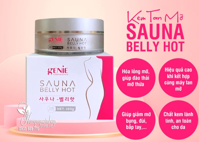 Kem tan mỡ Genie Sauna Belly Hot của Hàn Quốc, hộp 150g 1