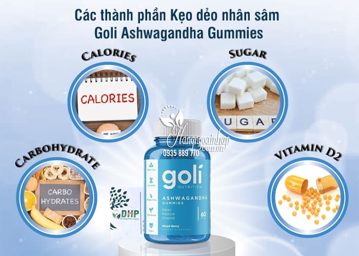 Kẹo dẻo nhân sâm Goli Ashwagandha Gummies 60 viên của Mỹ 9