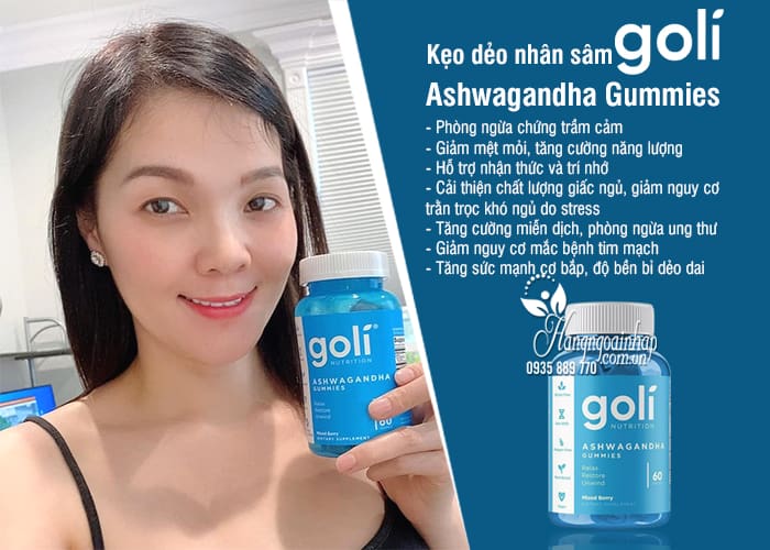 Kẹo dẻo nhân sâm Goli Ashwagandha Gummies 60 viên của Mỹ 6