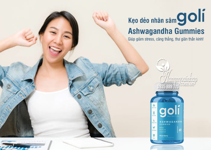 Kẹo dẻo nhân sâm Goli Ashwagandha Gummies 60 viên của Mỹ 4