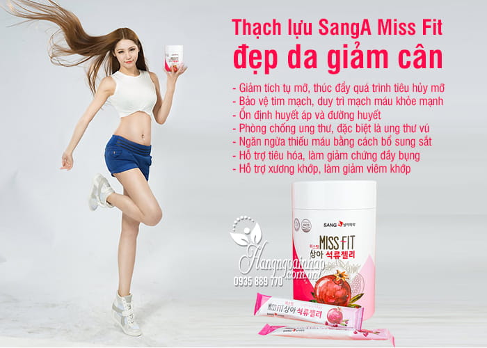 Thạch lựu SangA Miss Fit đẹp da giảm cân Hàn Quốc hộp 30 gói 5