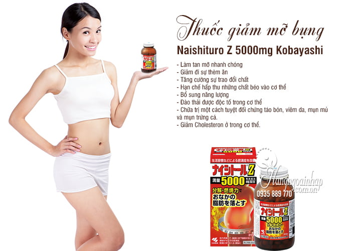 Thuốc giảm mỡ bụng Naishituro Z 5000mg Kobayashi  315 viên Nhật Bản 8