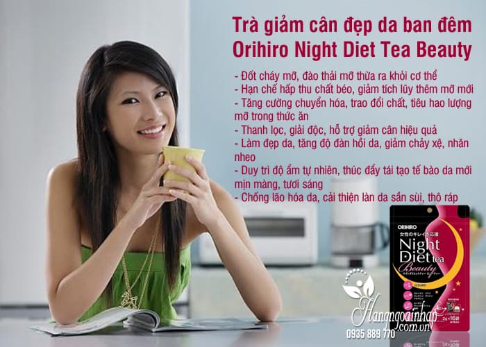 Trà giảm cân đẹp da ban đêm Orihiro Night Diet Tea Beauty 3